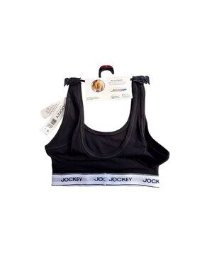 Jockey Essentials Womens Cotton Stretch Scoop Neck Bralette Black Size Small